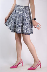 חצאית אתנית בלבן וכחול- S-M